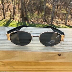 Ed Hardy Gold Frame Black Lens Sunglasses